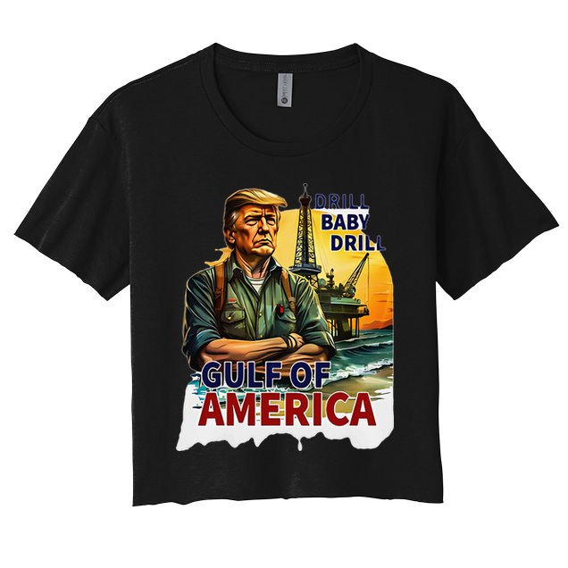 Drill Baby Drill American Flag Gulf Of US America Crop Top