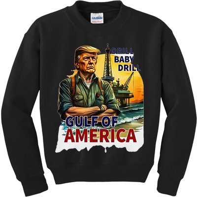 Drill Baby Drill American Flag Gulf Of US America Kids Sweatshirt