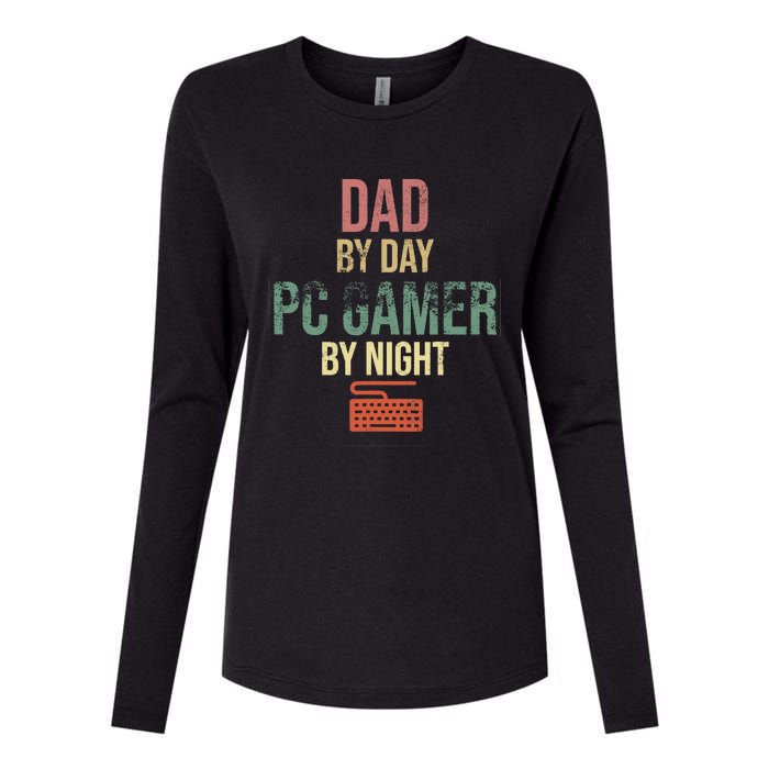 Dad By Day PC Gamer By Night - Gift for gaming Dads Womens Cotton Relaxed Long Sleeve T-Shirt