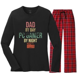 Dad By Day PC Gamer By Night - Gift for gaming Dads Women's Long Sleeve Flannel Pajama Set 