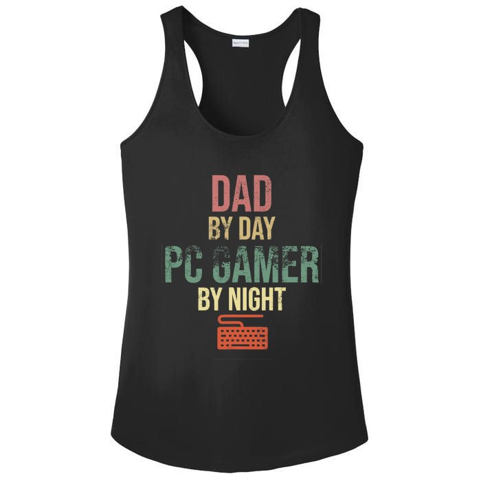 Dad By Day PC Gamer By Night - Gift for gaming Dads Ladies PosiCharge Competitor Racerback Tank