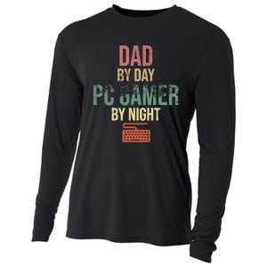 Dad By Day PC Gamer By Night - Gift for gaming Dads Cooling Performance Long Sleeve Crew