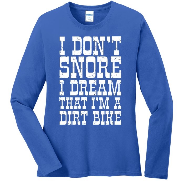 Dirt Bike Dad Funny Motocross Dont Snore Motorcycle Grandpa Gift Ladies Long Sleeve Shirt