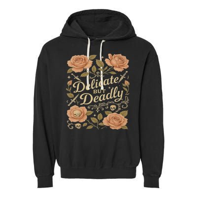 Delicate But Deadly Coquette Skullcore Aesthetic Garment-Dyed Fleece Hoodie
