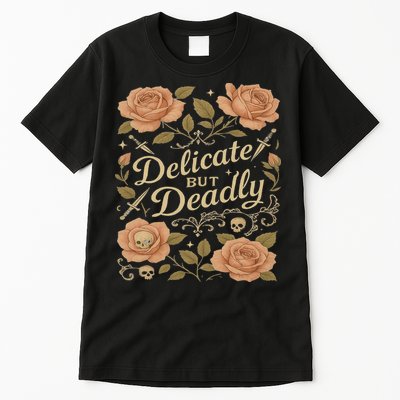 Delicate But Deadly Coquette Skullcore Aesthetic Tall T-Shirt