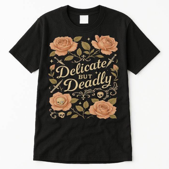Delicate But Deadly Coquette Skullcore Aesthetic Tall T-Shirt