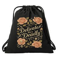 Delicate But Deadly Coquette Skullcore Aesthetic Drawstring Bag