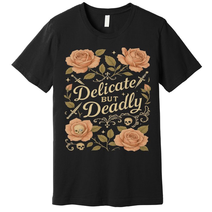 Delicate But Deadly Coquette Skullcore Aesthetic Premium T-Shirt