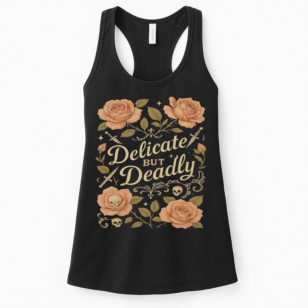 Delicate But Deadly Coquette Skullcore Aesthetic Womens Tank Top