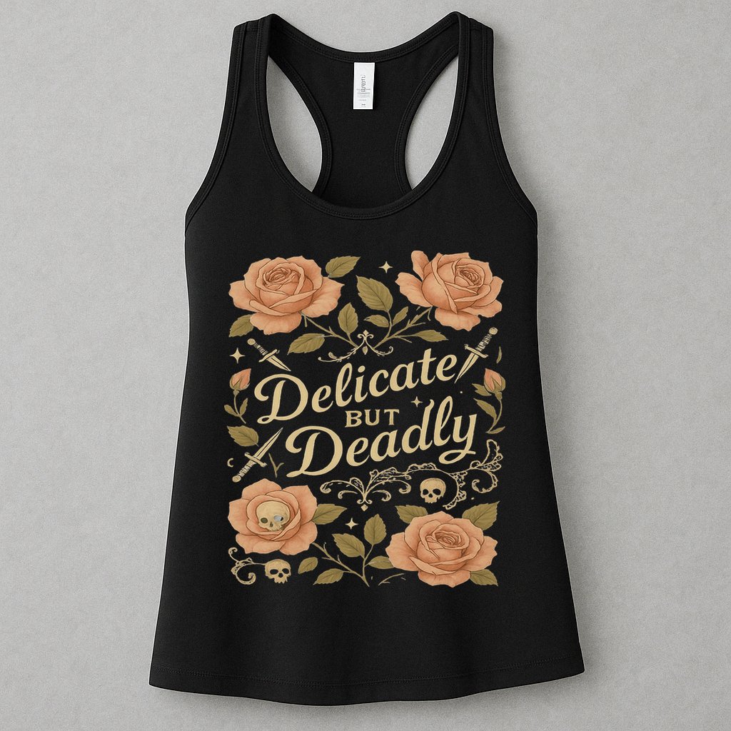 Delicate But Deadly Coquette Skullcore Aesthetic Womens Tank Top