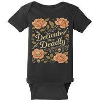 Delicate But Deadly Coquette Skullcore Aesthetic Baby Bodysuit