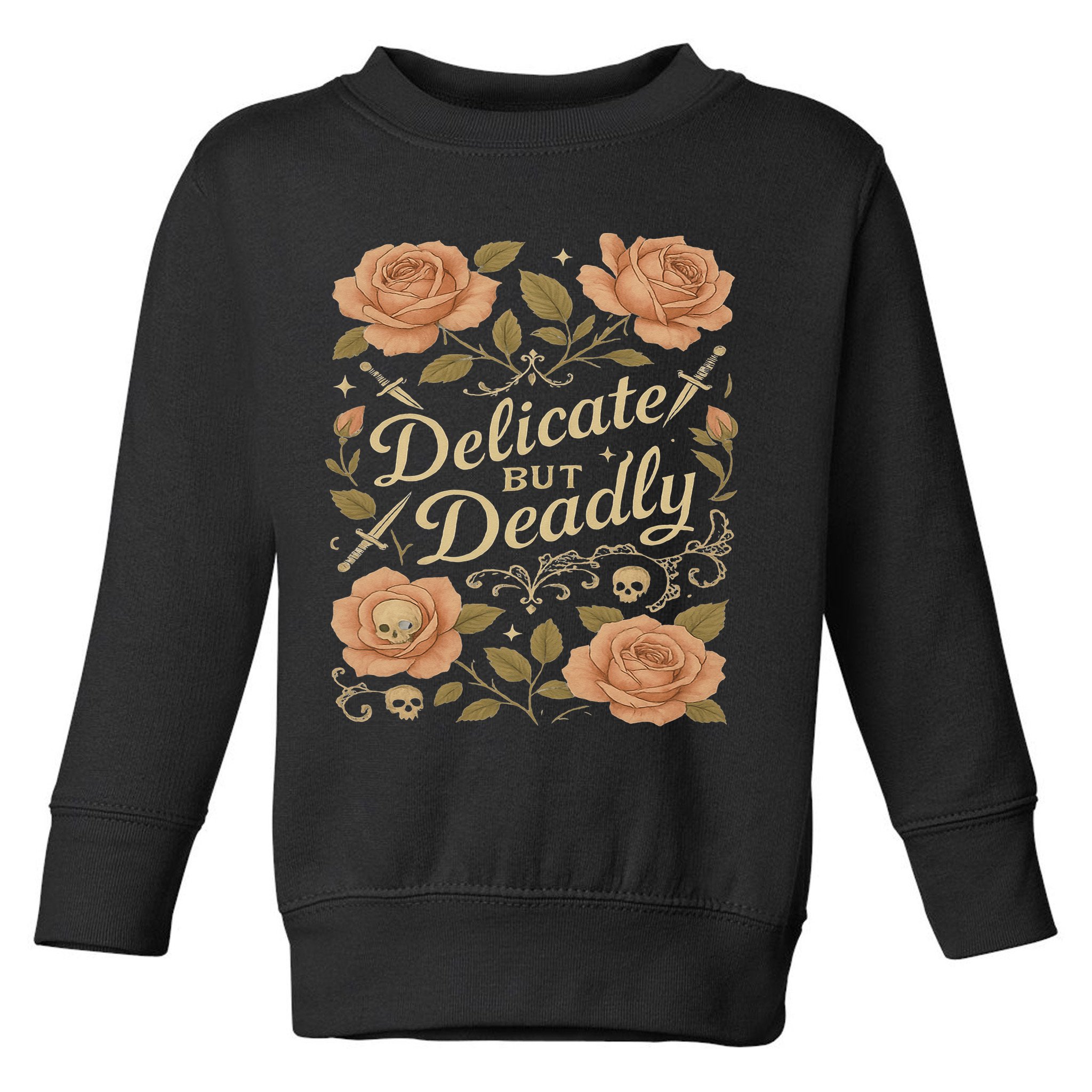Delicate But Deadly Coquette Skullcore Aesthetic Toddler Sweatshirt