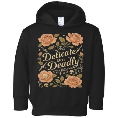 Delicate But Deadly Coquette Skullcore Aesthetic Toddler Hoodie