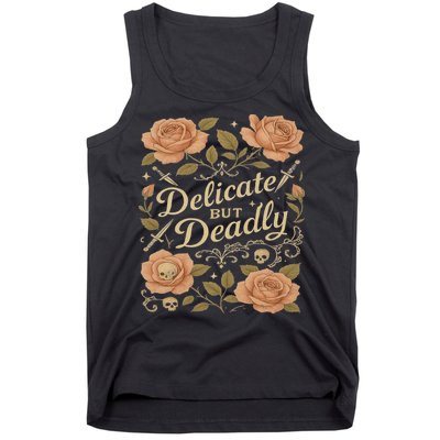 Delicate But Deadly Coquette Skullcore Aesthetic Tank Top