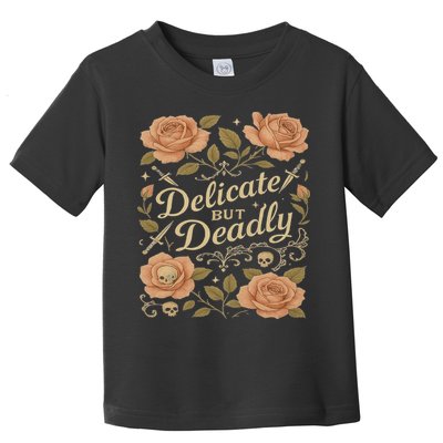 Delicate But Deadly Coquette Skullcore Aesthetic Toddler T-Shirt