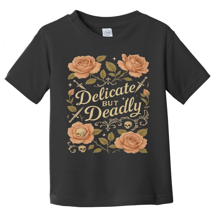 Delicate But Deadly Coquette Skullcore Aesthetic Toddler T-Shirt