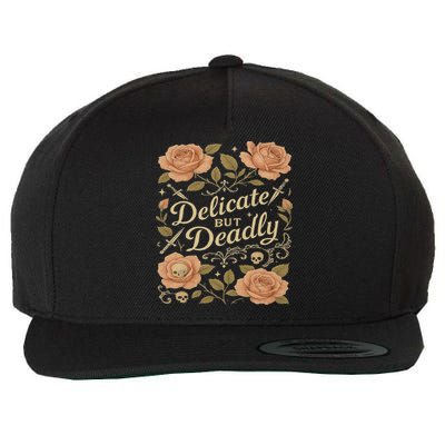 Delicate But Deadly Coquette Skullcore Aesthetic Wool Snapback Cap