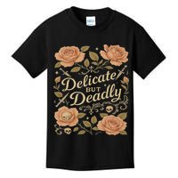 Delicate But Deadly Coquette Skullcore Aesthetic Kids T-Shirt