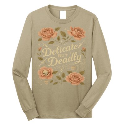 Delicate But Deadly Coquette Skullcore Aesthetic Long Sleeve Shirt