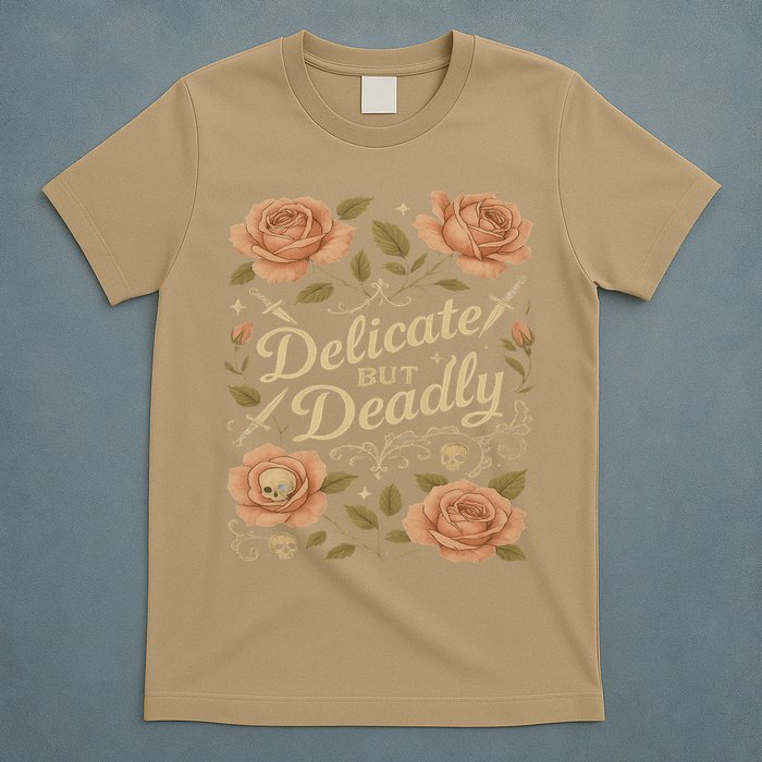 Delicate But Deadly Coquette Skullcore Aesthetic T-Shirt