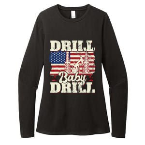 Drill Baby Drill American Flag Oilrig Oilfield Trash Womens CVC Long Sleeve Shirt