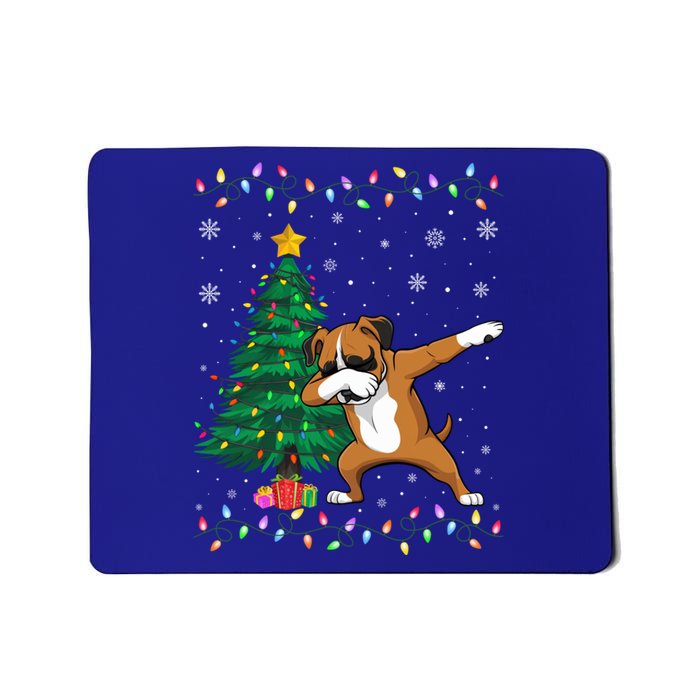 Dabbing Boxer Dog Xmas Tree Lights Ugly Christmas Gift Mousepad