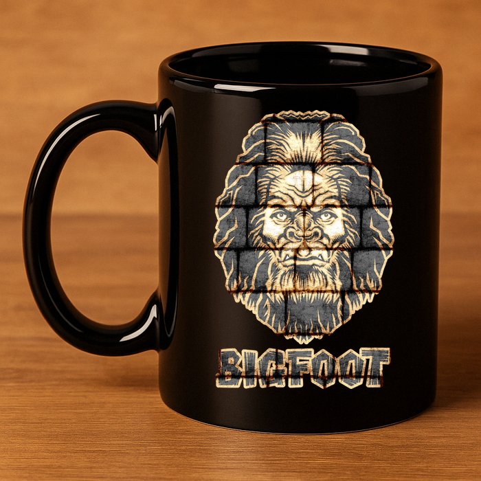 Distressed Bigfoot 11oz C Handle Ceramic Mug