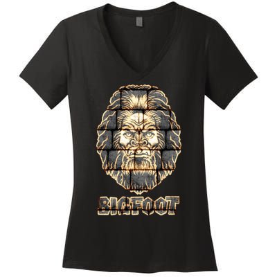 Distressed Bigfoot Women's V-Neck T-Shirt