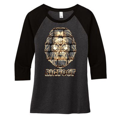 Distressed Bigfoot Women's Tri-Blend 3/4-Sleeve Raglan Shirt