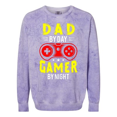 Dad By Day Gamer By Night T Colorblast Crewneck Sweatshirt