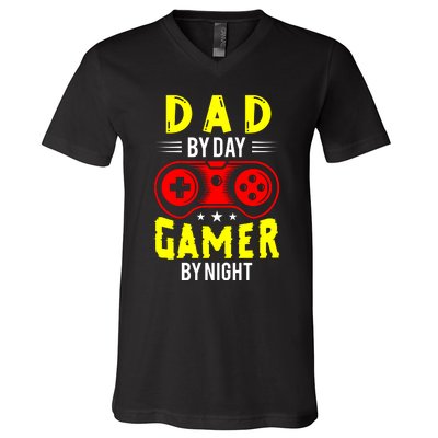 Dad By Day Gamer By Night T V-Neck T-Shirt