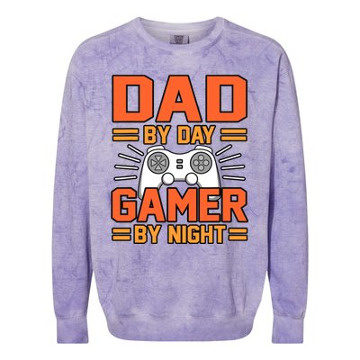 Dad By Day Gamer By Night Father’s Day Daddy Father Graphic Colorblast Crewneck Sweatshirt