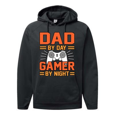 Dad By Day Gamer By Night Father’s Day Daddy Father Graphic Performance Fleece Hoodie