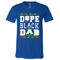 Dope Black Dad Matter African Melanin Black History Month Gift V-Neck T-Shirt