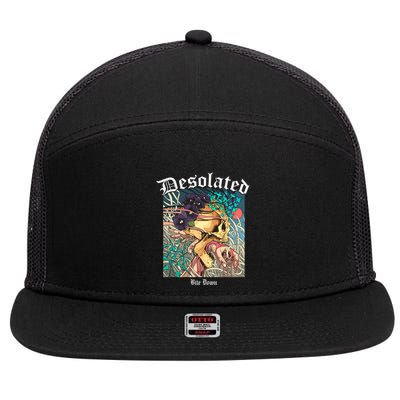 Desolated Bite Down Artwork 7 Panel Mesh Trucker Snapback Hat