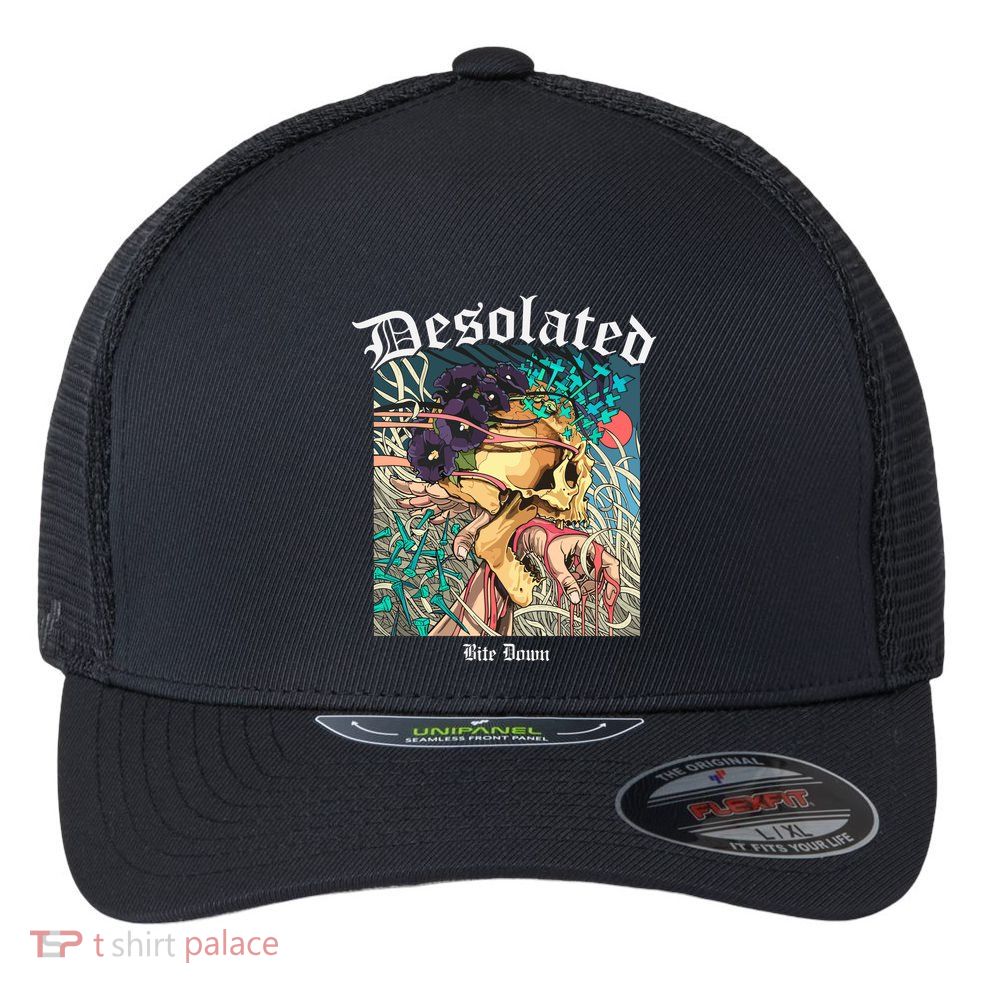 Desolated Bite Down Artwork Flexfit Unipanel Trucker Cap