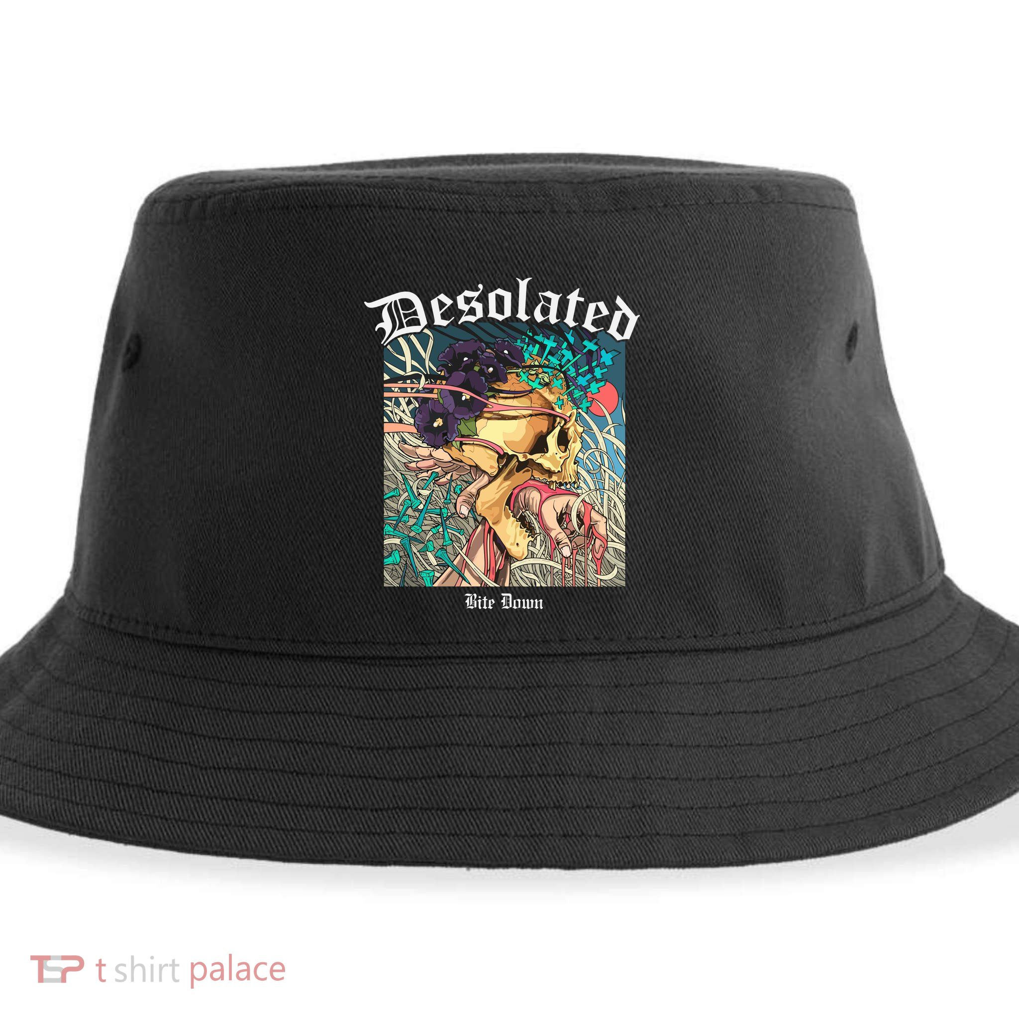 Desolated Bite Down Artwork Sustainable Bucket Hat
