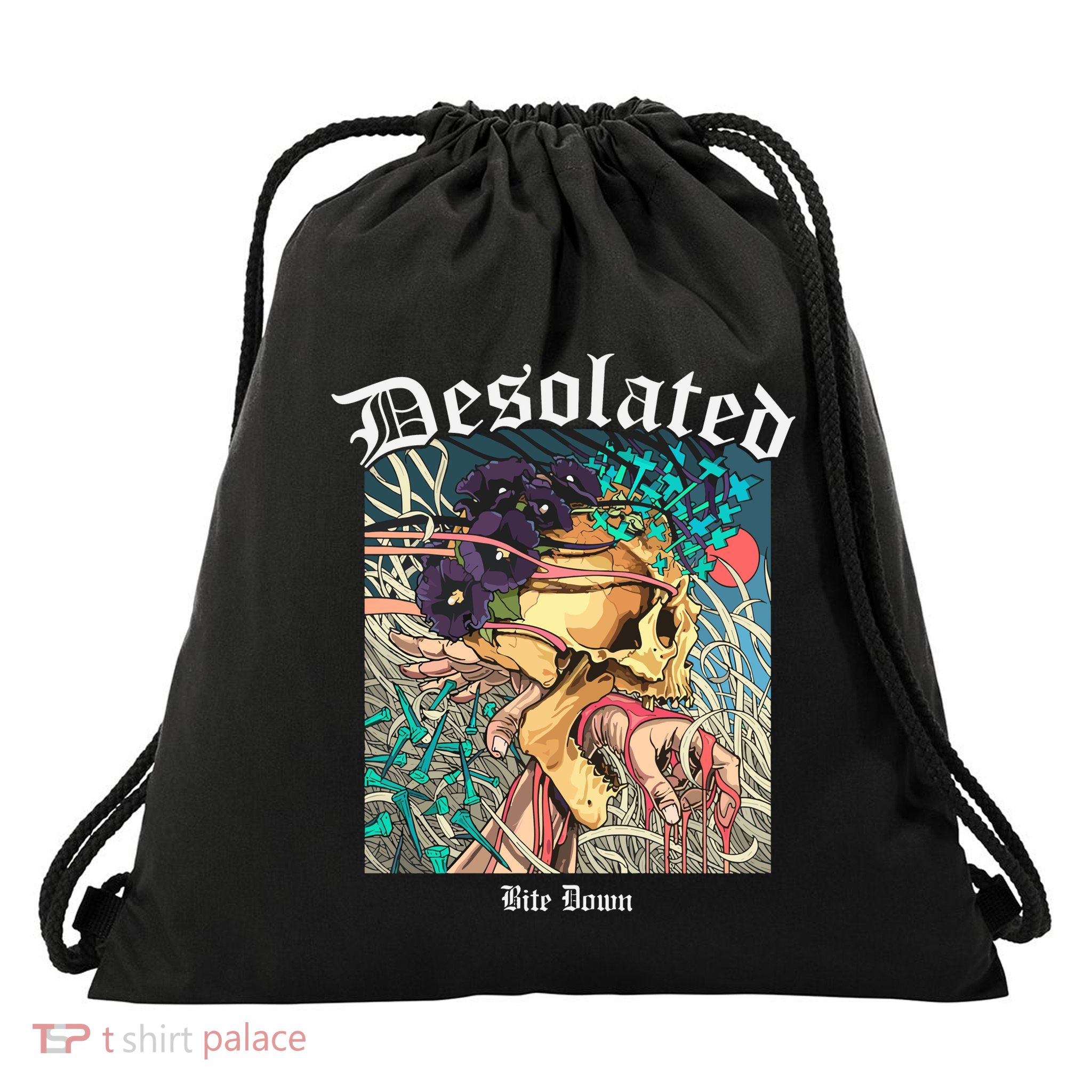 Desolated Bite Down Artwork Drawstring Bag