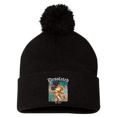 Desolated Bite Down Artwork Pom Pom 12in Knit Beanie