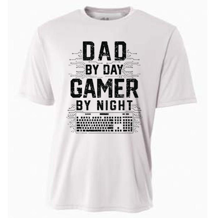 Dad By Day Gamer By Night Funny Father's Day Gaming gift Cooling Performance Crew T-Shirt