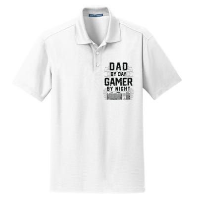 Dad By Day Gamer By Night Funny Father's Day Gaming gift Dry Zone Grid Polo