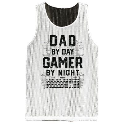 Dad By Day Gamer By Night Funny Father's Day Gaming gift Mesh Reversible Basketball Jersey Tank