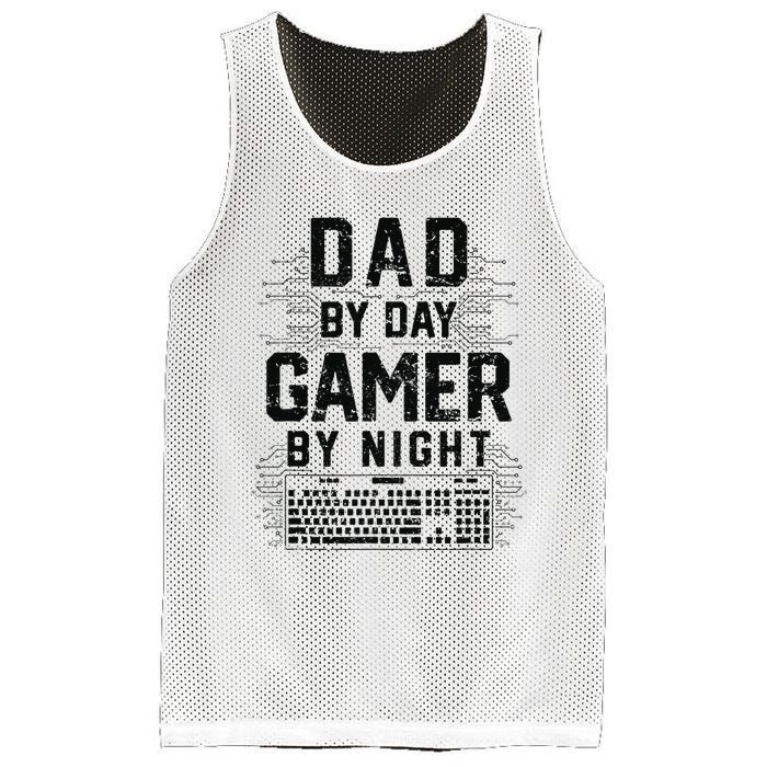 Dad By Day Gamer By Night Funny Father's Day Gaming gift Mesh Reversible Basketball Jersey Tank