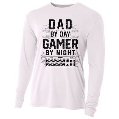 Dad By Day Gamer By Night Funny Father's Day Gaming gift Cooling Performance Long Sleeve Crew