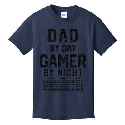 Dad By Day Gamer By Night Funny Fathers Day Gaming Gift Kids T-Shirt