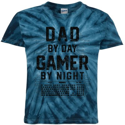 Dad By Day Gamer By Night Funny Fathers Day Gaming Gift Kids Tie-Dye T-Shirt