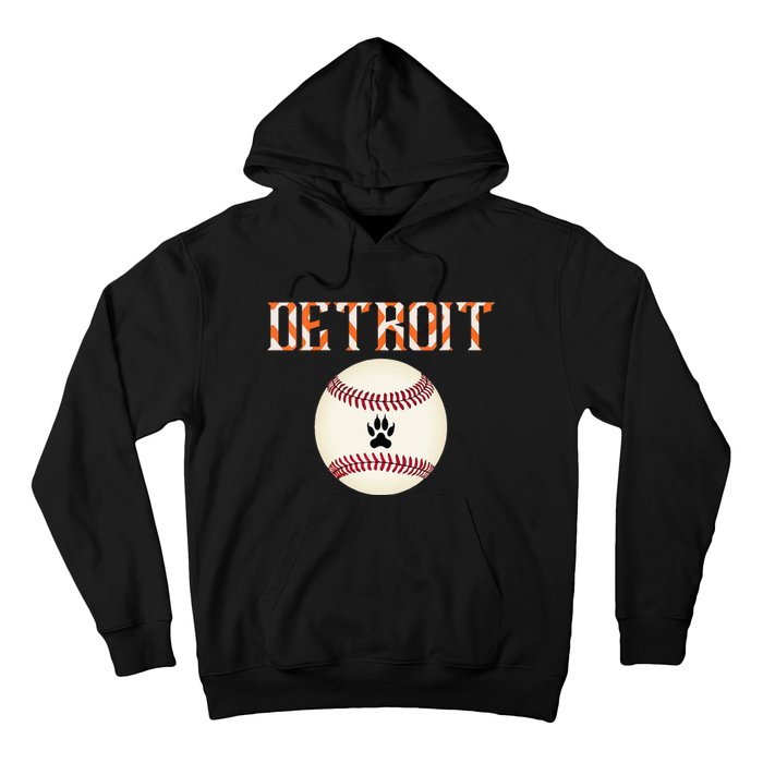 Detroit Baseball Dress Tiger Scratch And Giant Ball Hoodie