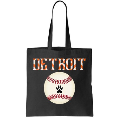 Detroit Baseball Dress Tiger Scratch And Giant Ball Tote Bag