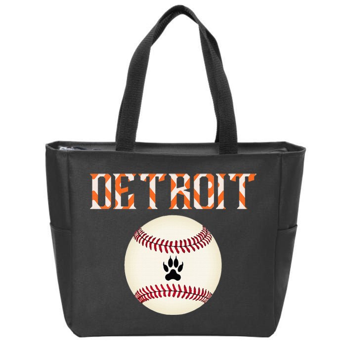 Detroit Baseball Dress Tiger Scratch And Giant Ball Zip Tote Bag