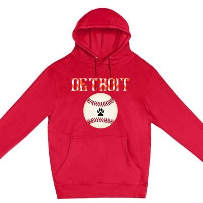 Detroit Baseball Dress Tiger Scratch And Giant Ball Premium Pullover Hoodie